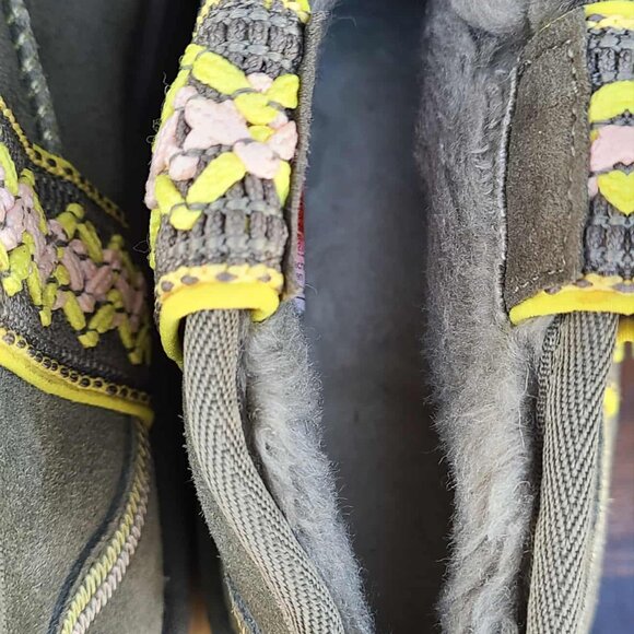 UGG Platform Tsman Braid Ultra Mini Suede shearling Lined Boots size 10 in Olive - Picture 7 of 11